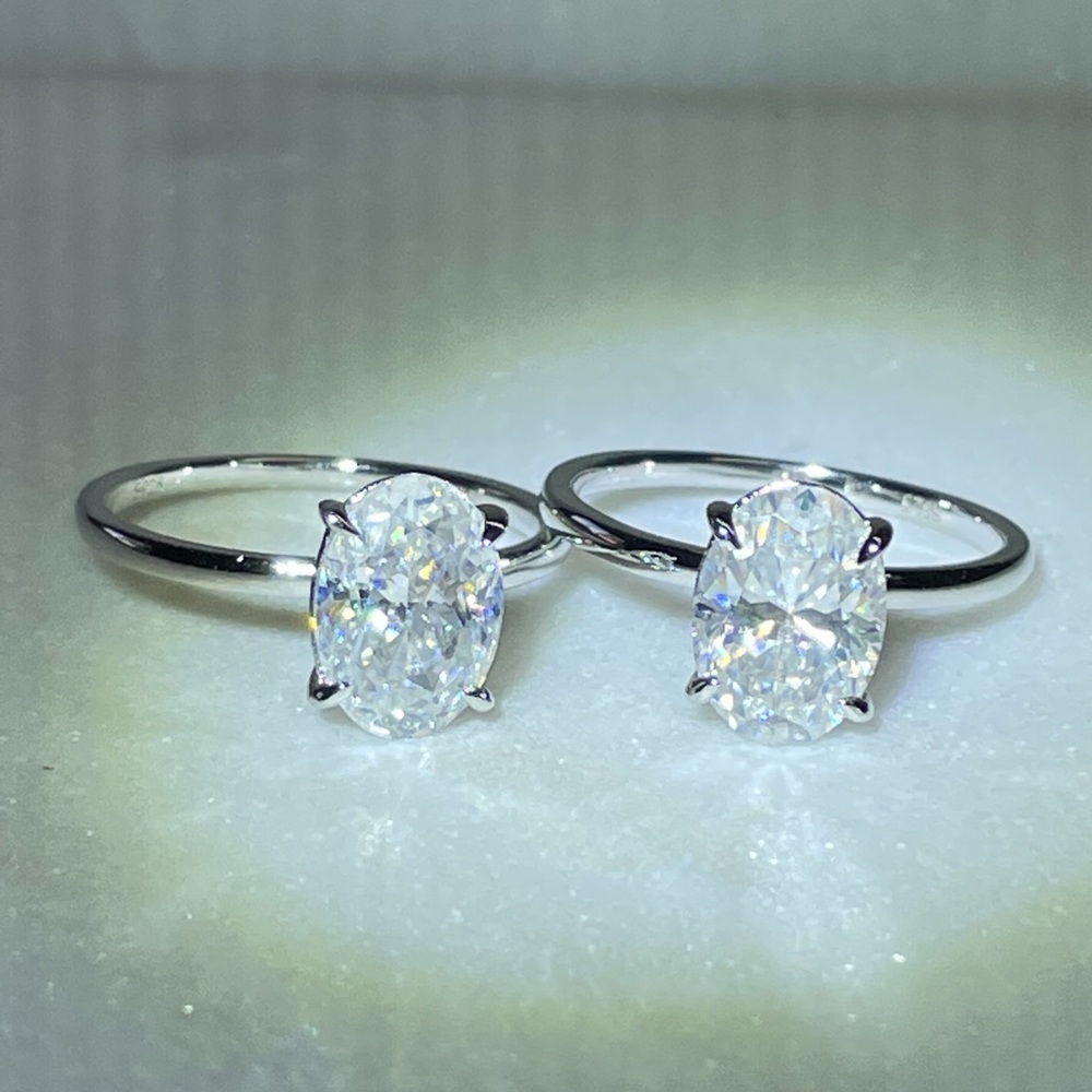 2.5ct Oval Crushed Ice Moissanite Ring - Picture 6 of 13